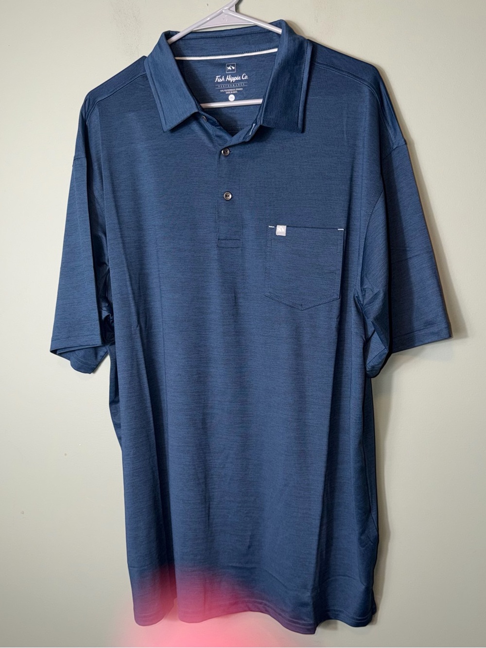 Fish Hippie Co Men’s Performance Polo Navy Boden Heather Coastal Prep 2XL